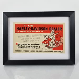 Framed Original 1930’s Harley-Davidson New Dealer Postcard