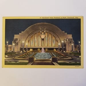 Vintage Postcard – Cincinnati Union Terminal at Night 1940’s