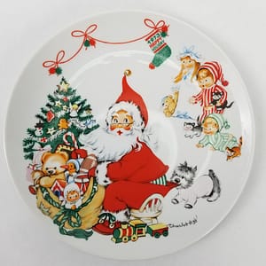 Vintage CharlotByJ (1973) Christmas Collector’s Plate – Gold Trim, 1st Edition