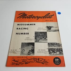 Vintage Motorcyclist Harley Indian Magazine (July 1952) Midsummer Racing Number