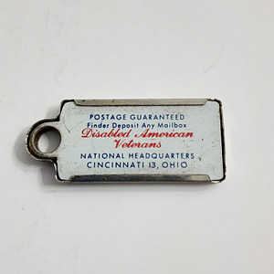 Vintage Disabled American Veteran DAV License Plate Key Chain 1956