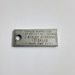 Vintage Disabled American Veteran DAV License Plate Key Chain 1971
