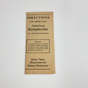 Original 1940 – 50’s “Kampkooks” Operating Directions