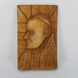 Pope John Paul II Hand-carved Wood Photo