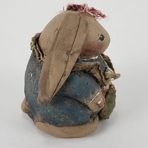 Authentic Original Hand-Carved and Painted 4″ Country Rabbit Wobbler