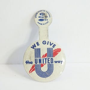 Authentic Vintage 1960’s United Way Fold Tab Tin Pin Button