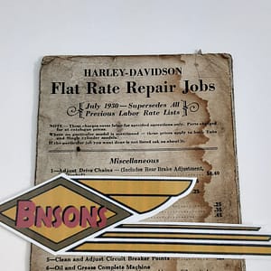 ORIGINAL HARLEY -DAVIDSON “1930 FLAT RATE REPAIR JOBS” – VL, RL, UL, KNUCKLEHEAD