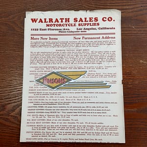 ORIGINAL HARLEY 1930’s “WALRATH  SALES CO. FLYER”- KNUCKLEHEAD, VL, RL, DL