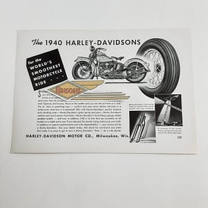 ORIGINAL HARLEY 1940 “WORLD’s SMOOTHEST RIDE” COUNTER FLYER- KNUCKLEHEAD