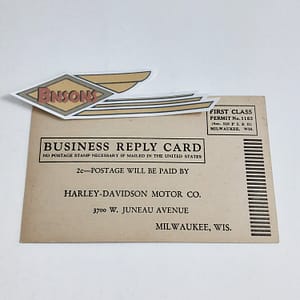 ORIGINAL HARLEY FACTORY (1936 ZIPPER SALESMAN) POST CARD-KNUCKLEHEAD