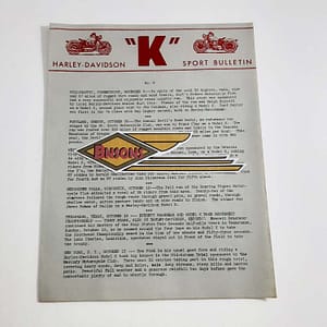 ORIGINAL HARLEY “K” MODEL SPORT BULLETIN – KNUCKLEHEAD