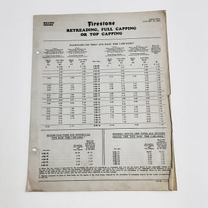 ORIGINAL HARLEY 1942 FIRESTONE TIRE (RETREADING PRICE LIST)- KNUCKLEHEAD