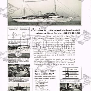 Authentic Original 1938 The Pullman Company Print Ad / Ad Diesel Yacht for Sale