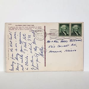 Original Authentic 1956 Post Card “San Francisco” to Molenaar Harley-Davidson