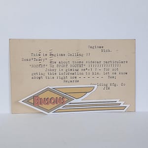 ORIGINAL HARLEY 1943 GOULDING “DRUMMING UP BUSINESS” POST CARD-KNUCKLEHEAD