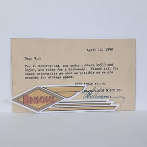 ORIGINAL HARLEY 1948 FACTORY “2 FL’s READY FOR DRIVEAWAY” POSTCARD – PANHEAD