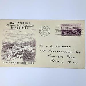 Vintage 1935 Calif. Pacific International Exposition San Diego Lithograph Stamp