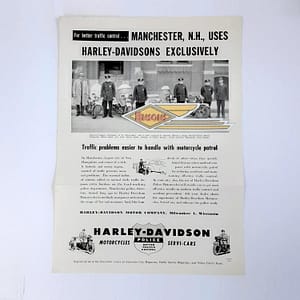 ORIGINAL HARLEY 1940’s, MANCHESTER, N.H. POLICE (COUNTER FLYER)-KNUCKLEHEAD