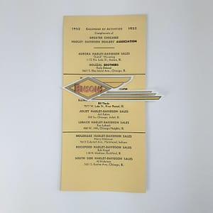 ORIG AMA 1953 EVENT (RACE) CALENDAR-HARLEY WR, KR, KNUCKLEHEAD