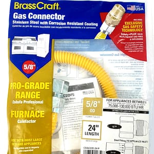 BrassCraft Stainless Steel Gas Connector 5/8″ OD x 24″ Length CSSC22E-24P