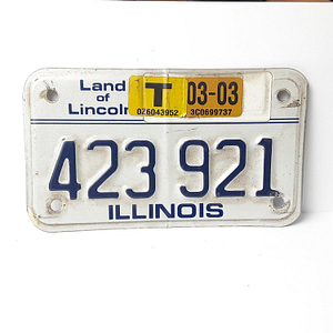 Vintage Motorcycle License Plate Ill. 2003