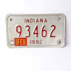 Vintage Motorcycle License Plate Ind. 1992
