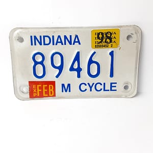 Vintage Motorcycle License Plate Ind. 1998