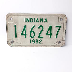 Vintage Motorcycle License Plate Ind. 1982