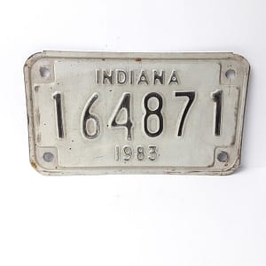 Vintage Motorcycle License Plate Ind. 1983