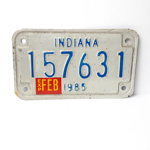 Vintage Motorcycle License Plate Ind. 1985