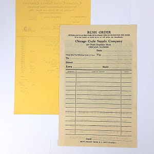 Vintage Original 1937 Chicago Cycle Supply Co BC Deluxe Counter Flyer/Invoice