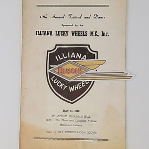 ORIGINAL HARLEY 1963 “ILLIANA LUCKY WHEELS M/C” DANCE PROGRAM-KNUCKLEHEAD