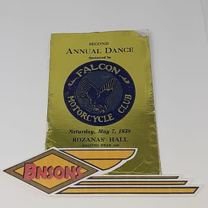 ORIGINAL HARLEY 1938 FALCON M/C (CHICAGO, ILL) DANCE TICKET- KNUCKLEHEAD