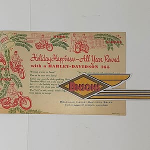 ORIGINAL HARLEY 1953 “HUMMER TELE-GLIDE” CHRISTMAS POST CARD-KNUCKLEHEAD