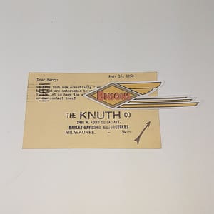 ORIGINAL HARLEY 1950 KNUTH H-D “LICENSE PLATE”  POST CARD – KNUCKLEHEAD