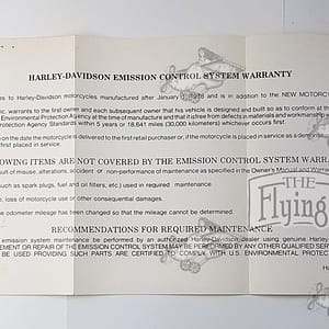 Vintage Harley-Davidson 1978 ” Emission Control Warranty” Dealer Wall Poster