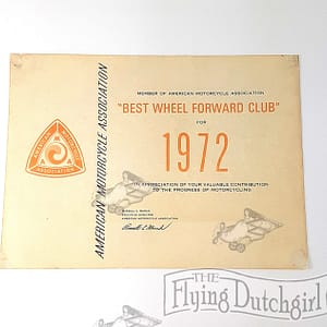 Vintage Original 1972 AMA “Best Wheel Forward” Certificate