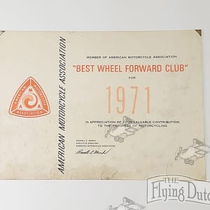 Vintage Original 1971 AMA “Best Wheel Forward” Certificate