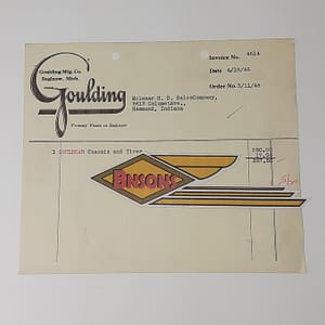 ORIGINAL HARLEY 1946 GOULDING SALE RECEIPT (1 GOULDCAR) – KNUCKLEHEAD