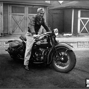 Vintage Harley-Davidson Motorcycle PHOTO “Home on Leave” Behind Molenaar HD 1940