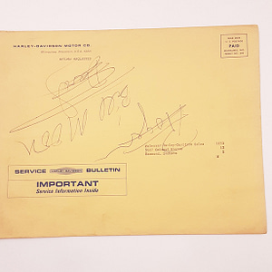 Original Vintage 1965 Logo Harley-Davidson Service Bulletin Shipping Envelope