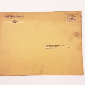 Original Vintage 1946 Harley-Davidson Literature Shipping Envelope