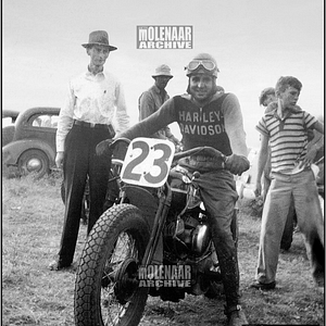 Vintage Molenaar Harley-Davidson Photo – Race Team Member on the #23 Bike