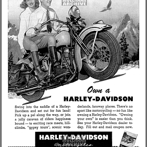 Vintage Harley-Davidson Advertisement Flyer – Pack Every Spare Hour w/ Fun 1948