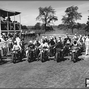 Vintage Harley Davidson Motorcycle PHOTO – 1930’s Peoria T.T. Race Line-Up