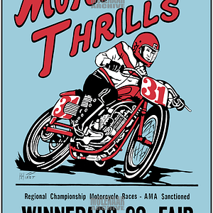 Vintage Motorcycle Regional Championship Race Poster – Winnebago Co. AMA 1950s