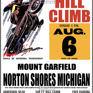 Vintage Hill Climb/Race Poster – Norton Shores MI 1930s Muskegon Motorcycle Club