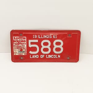 ORIGINAL HARLEY 1961 MOTORCYCLE LICENSE PLATE  SOUTH HOLLAND, ILLINOIS