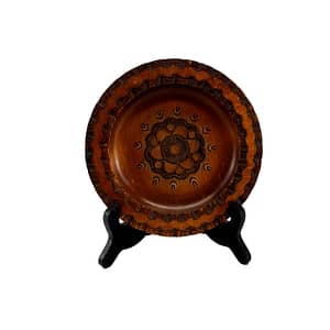 Vintage Hand-carved Decorative Polish-Jewish Wooden Plate – Unique Collectible