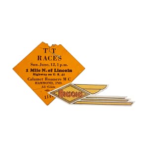 ORIGINAL HARLEY 1940’s (T.T. RACE TICKET) CALUMET ROAMERS M/C -WLDR, KNUCKLEHEAD